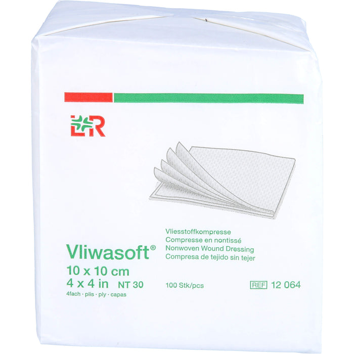 VLIWASOFT Vlieskompressen 10x10 cm unsteril 4l., 100 St KOM