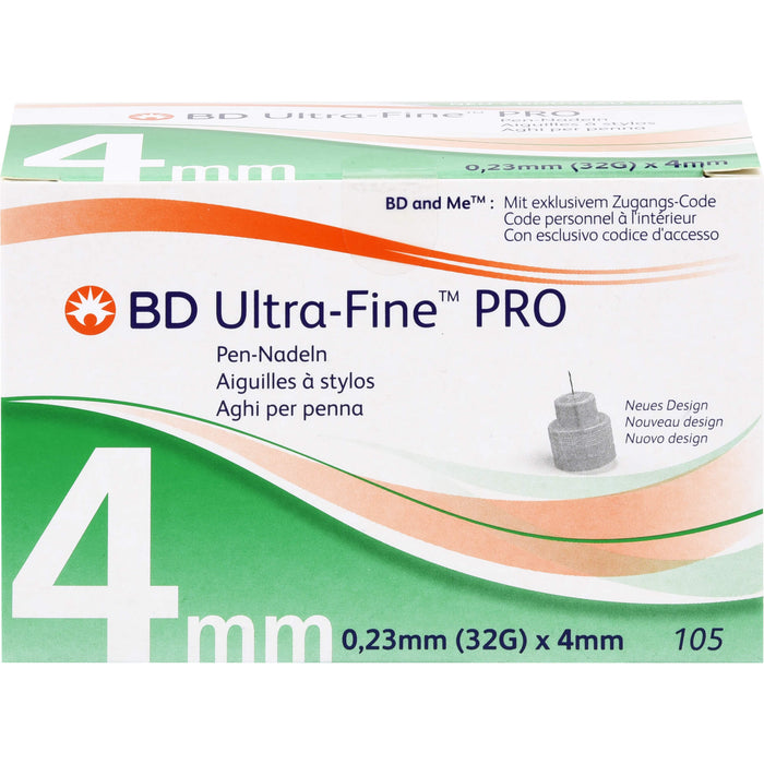 BD ULTRA-FINE PRO Pen-Nadeln 0,23 mm (32G) x 4 mm, 105 pc Aiguilles