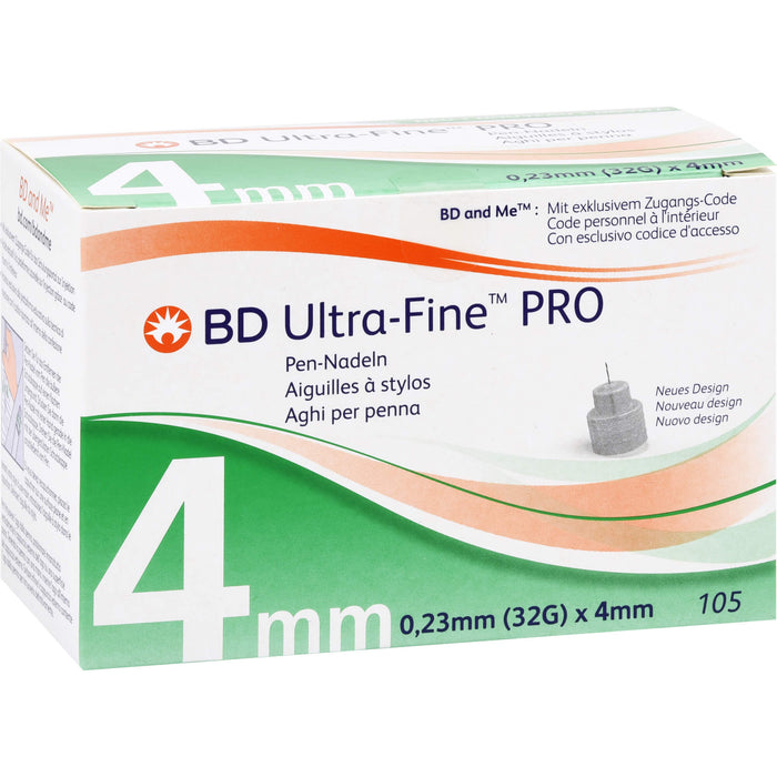 BD ULTRA-FINE PRO Pen-Nadeln 0,23 mm (32G) x 4 mm, 105 pc Aiguilles