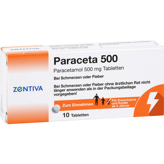 Zentiva Paraceta 500 Tabletten bei Schmerzen und Fieber, 10 pcs. Tablets