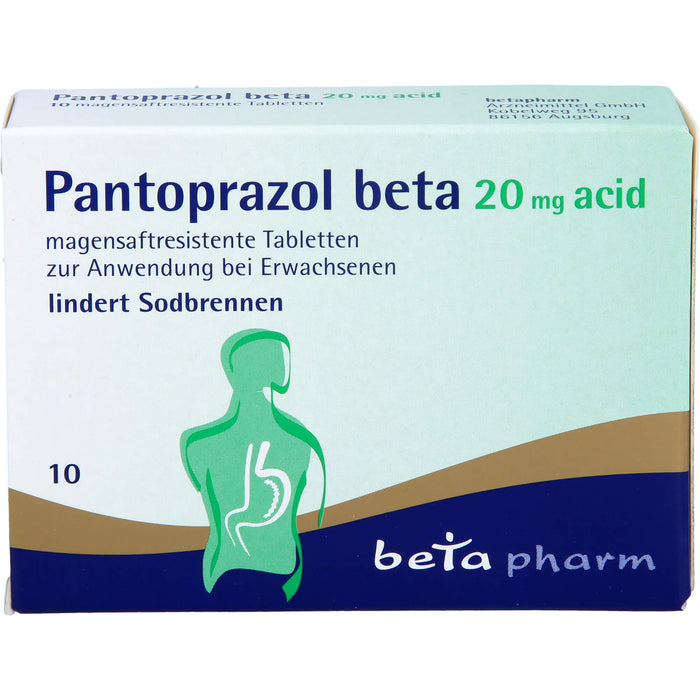 Pantoprazol beta 20 mg acid Tabletten lindert Sodbrennen, 10 pcs. Tablets