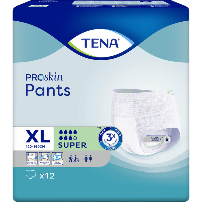 TENA Pants Super XL Einweghosen bei mittlere bis schwerer Inkontinenz und Blasenschwäche, 12 pc Pantalons à couches