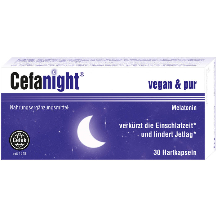 Cefanight mit Melatonin Kapseln verkürzt die Einschlafzeit und lindert Jetlag, 30 pcs. Capsules