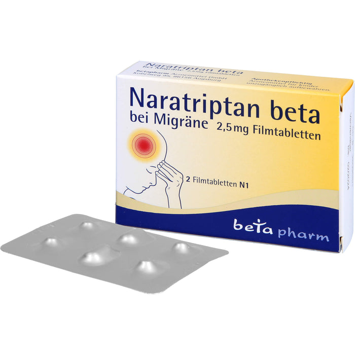 Naratriptan beta Tabletten bei Migräne, 2 pc Tablettes