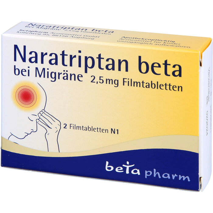 Naratriptan beta Tabletten bei Migräne, 2 St. Tabletten