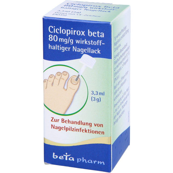 Ciclopirox beta 80 mg/g bei Nagelpilzinfektionen, 3.3 ml Vernis à ongles contenant une substance active