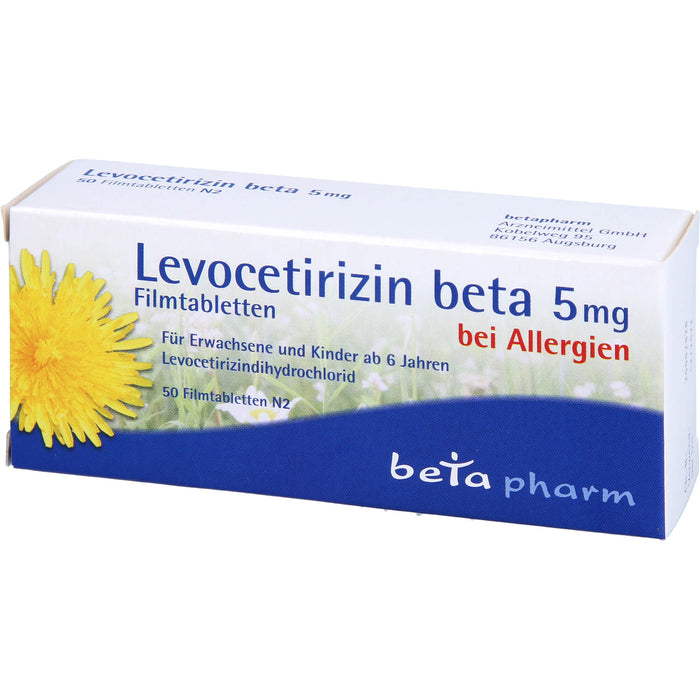 Levocetirizin beta 5 mg Filmtabletten bei Allergien, 50 pc Tablettes