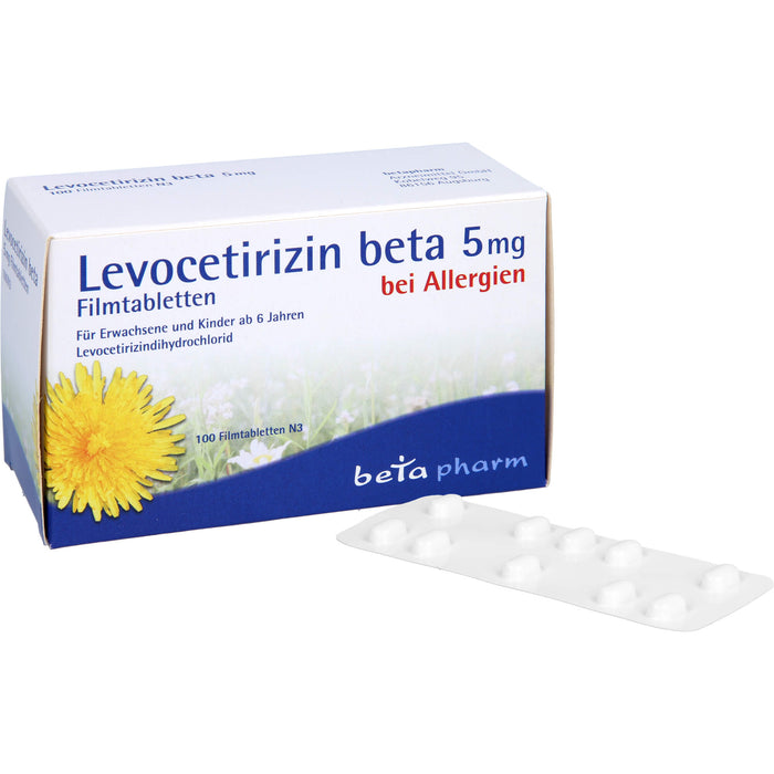 Levocetirizin beta 5 mg Filmtabletten bei Allergien, 100 pcs. Tablets