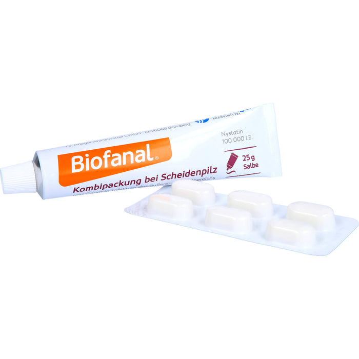 Biofanal Kombipackung bei Scheidenpilz und Candida-Infektionen des äußeren Genitalbereichs, 100 000 I.E. Salbe und Vaginaltabletten, 1 St. Kombipackung