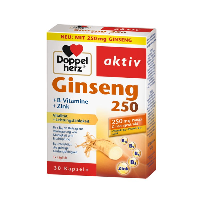 Doppelherz Ginseng 250 + B-Vitamine + Zink, 30 St KAP