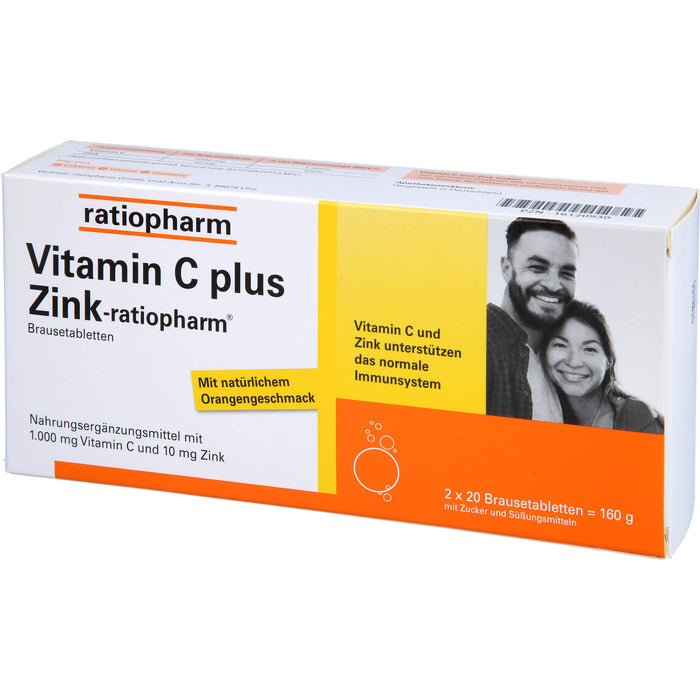 Vitamin C plus Zink-ratiopharm Brausetabletten, 40 pc Tablettes