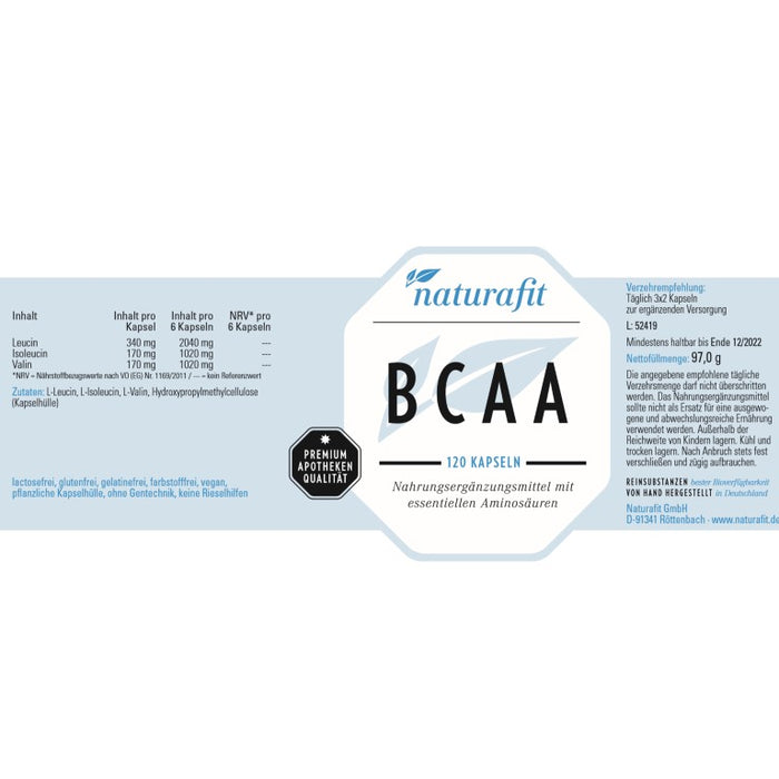 naturafit BCAA Kapseln, 120 St. Kapseln