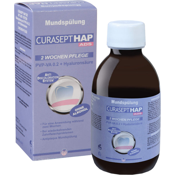 CURASEPT HAP PVP-VA 0,20 + Hyaluronsäure 2 Wochen Pflege Mundspülung, 200 ml Solution