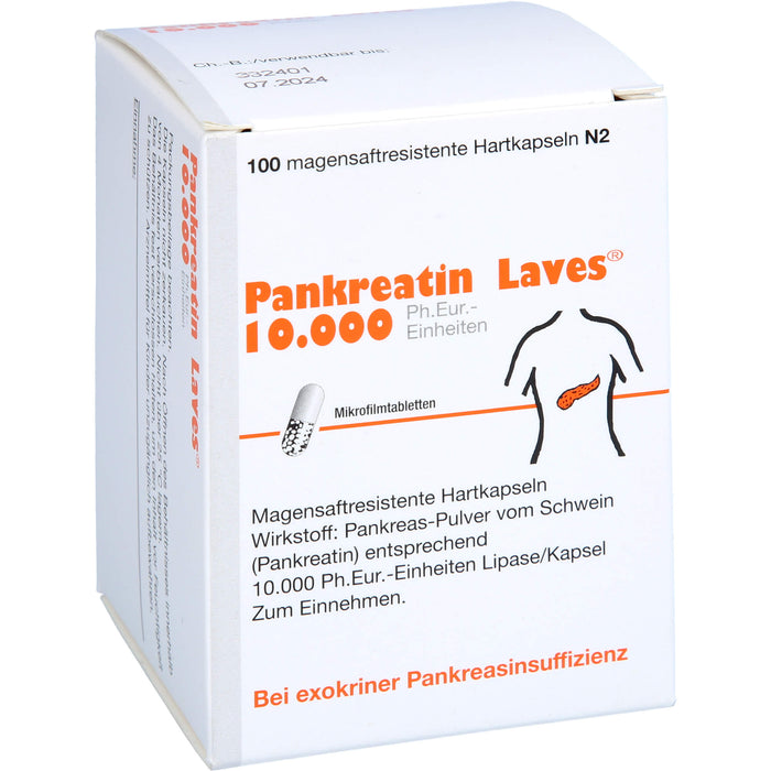 Pankreatin Laves 10.000 Ph.Eur.-Einheiten Hartkapseln Verdauungsenzyme, 100 pcs. Capsules