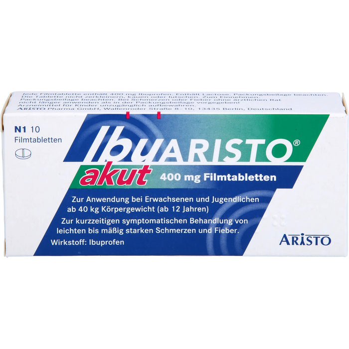 ARISTO Ibu akut 400 mg Filmtabletten bei Schmerzen und Fieber, 10 pcs. Tablets