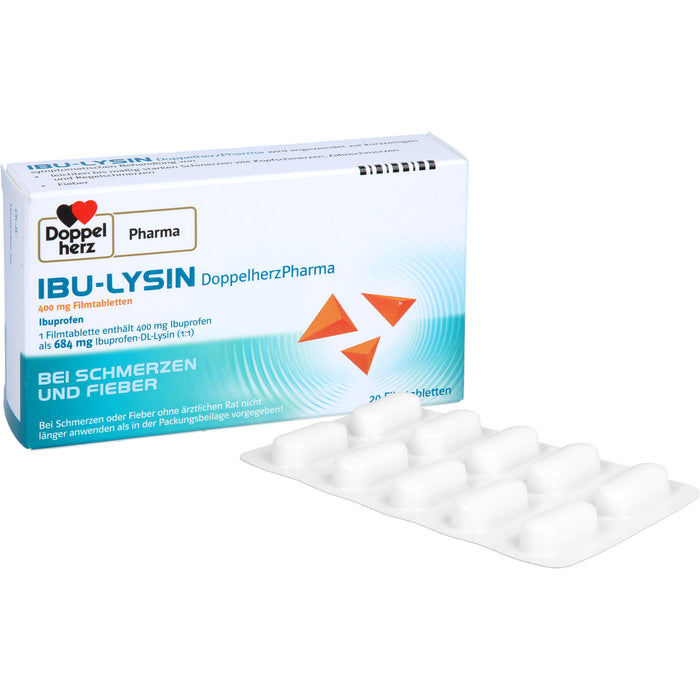 Doppelherz PharmaI IBU-LYSIN 400 mg Filmtabletten bei Schmerzen und Fieber, 20 pcs. Tablets