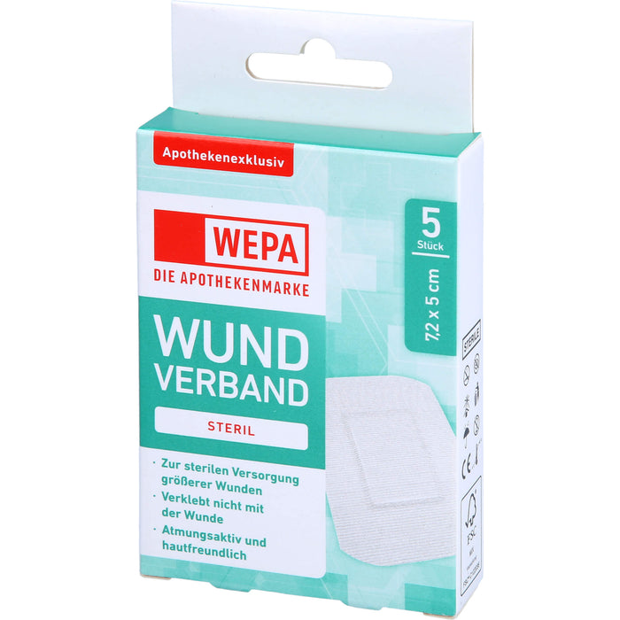 WEPA Wundverband 7,2 x 5cm steril, 5 St PFL