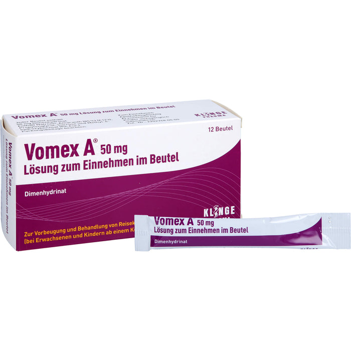 Vomex A 50 mg Beutel gegen Reisekrankheit, 12 pcs. Sachets