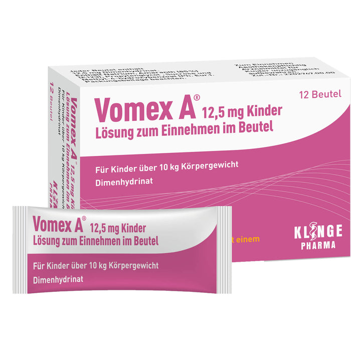 Vomex A 12,5 mg Kinder Beutel gegen Reisekrankheit, 12 pc Sachets