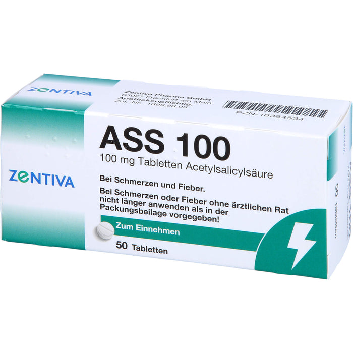 ZENTIVA ASS 100 Tabletten bei Schmerzen und Fieber, 50 pc Tablettes