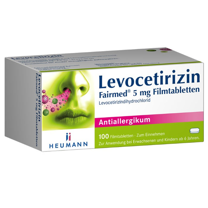 Levocetirizin Fairmed 5 mg Filmtabletten bei Allergien, 100 pc Tablettes