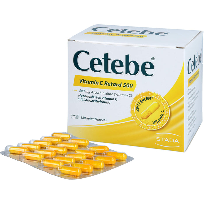 Cetebe Vitamin C Retard 500 Hartkapseln, 180 St. Kapseln