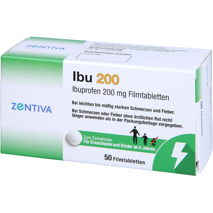 ZENTIVA Ibu 200 Filmtabletten bei leichten bis mäßig starken Schmerzen und Fieber, 50 St. Tabletten