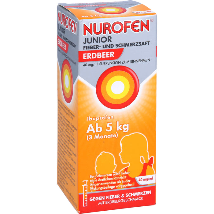 Nurofen Junior Fieber- und Schmerzsaft Erdbeer 40 mg/ml Suspension zum Einnehmen, 100 ml Lösung