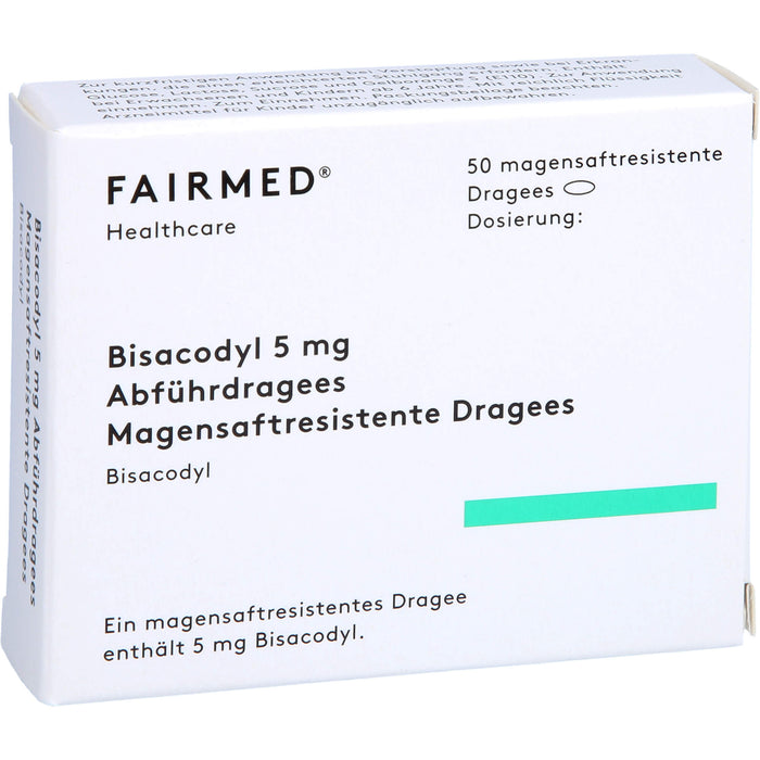 FAIRMED Bisacodyl 5 mg Dragees bei Verstopfung, 50 pc Dragées