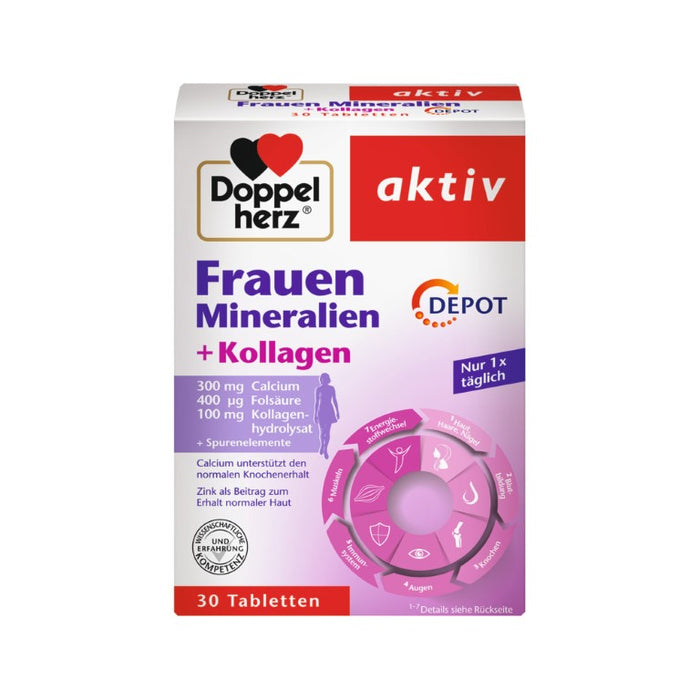 Doppelherz Frauen Mineralien + Kollagen Depot Tabletten, 30 pc Tablettes