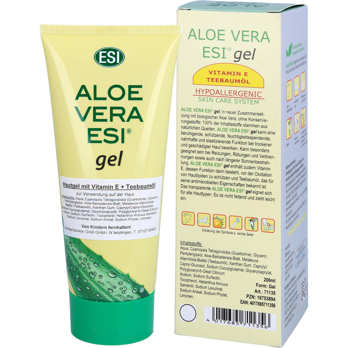 Aloe Vera Gel mit Vit E + Teebaumöl Bio, 200 ml GEL