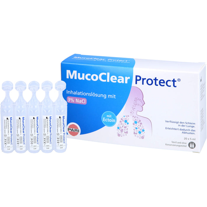 MucoClear Protect Inhalationslösung verflüssigt den Schleim in der Lunge, 20 pc Récipients à dose unique