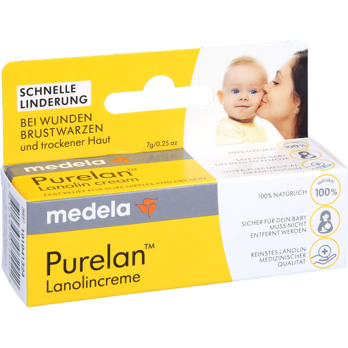 Medela Purelan Brustwarzensalbe aus 100% Lanolin, 7 g Salbe