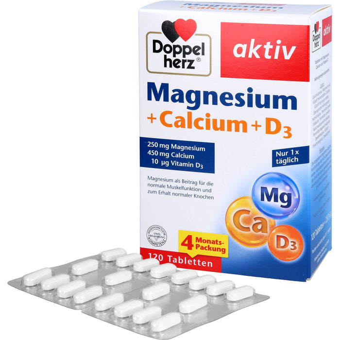 Doppelherz Magnesium+Calcium+D3 Aktiv, 120 St TAB