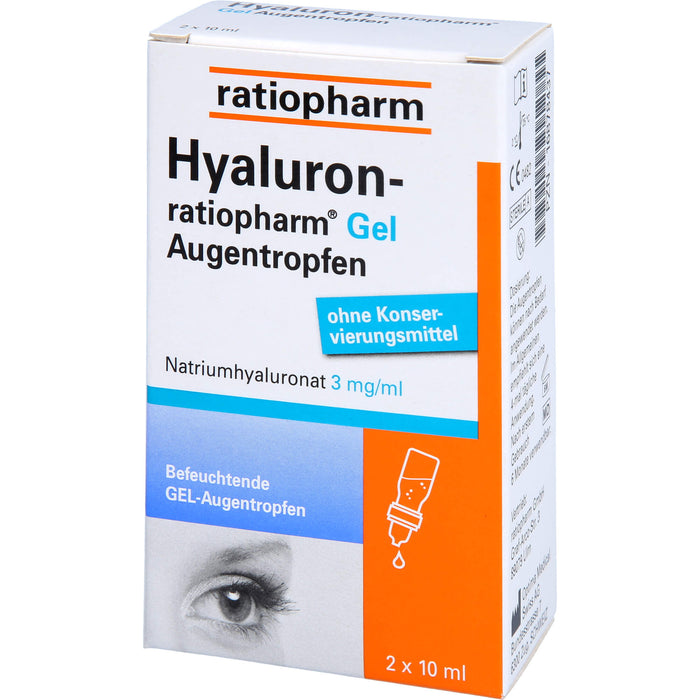 Hyaluron-ratiopharm Gel Augentropfen bei trockenen und gereizten Augen, 20 ml Lösung