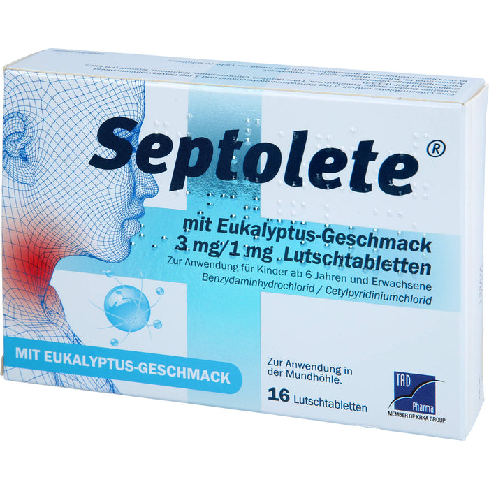 Septolete mit Eukalyptus-Geschmack 3 mg / 1 mg Lutschtabletten, 16 pc Tablettes