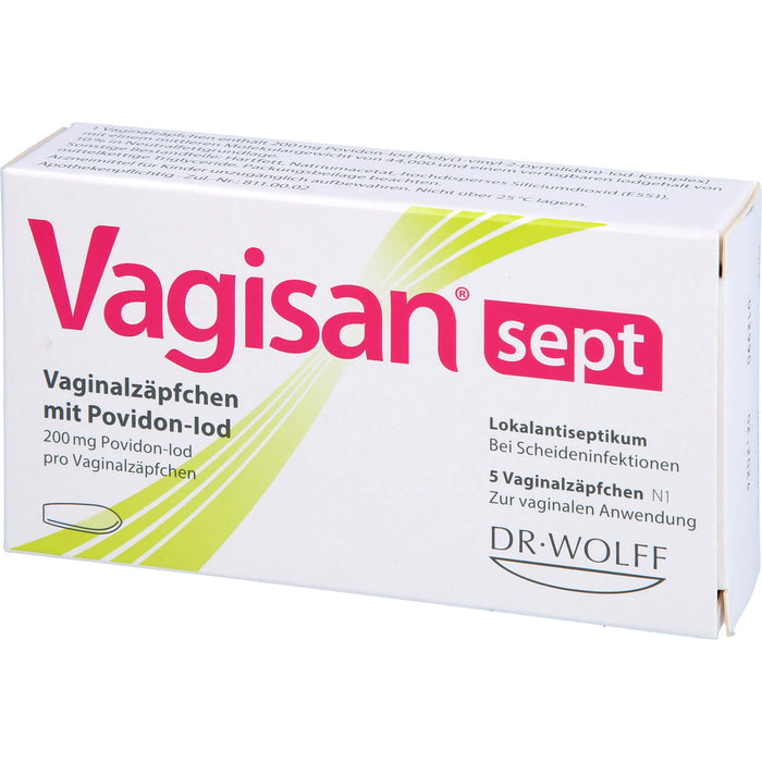 Vagisan sept Vaginalzäpfchen mit Povidon-Iod bei Scheideninfektionen, 5 pcs. Suppositories