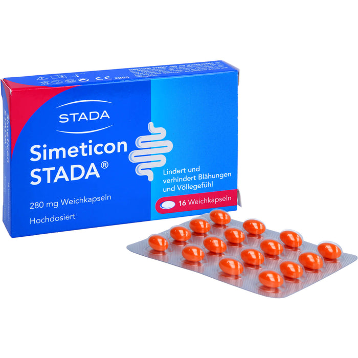 STADA Simeticon 280 mg Weichkapseln lindert und verhindert Blähungen und Völlegefühl, 16 St. Kapseln