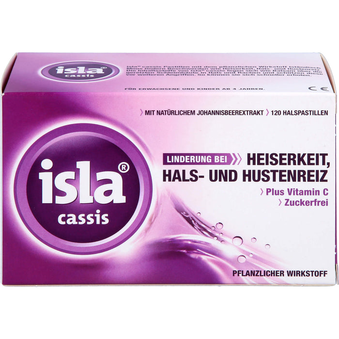 isla cassis Pastillen Linderung bei Heiserkeit, Hals-und Hustenreiz, 120 pc Pastilles