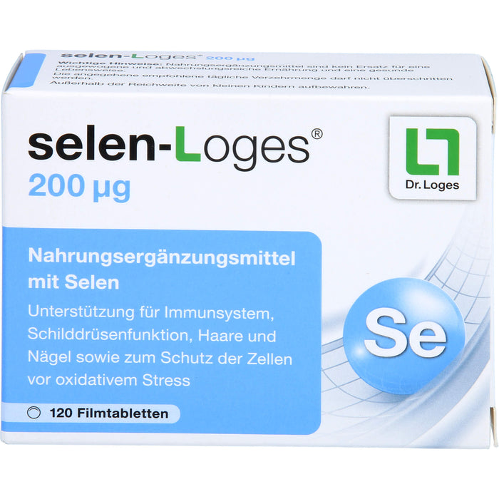 selen-Loges 200 µg Tabletten Unterstützung fürs Immunsystem, Schilddrüsenfunktion, Haare und Nägel sowie zum Schutz der Zellen vor oxidativem Stress, 120 pc Tablettes