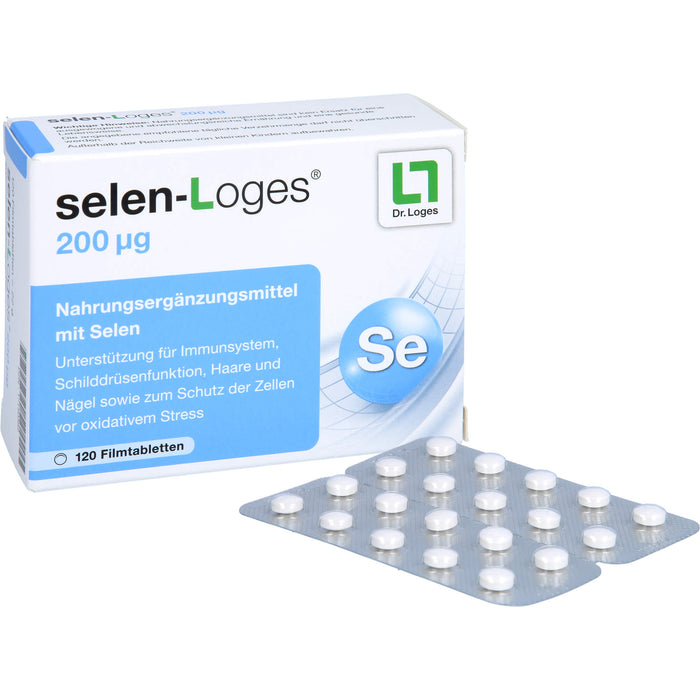 selen-Loges 200 µg Tabletten Unterstützung fürs Immunsystem, Schilddrüsenfunktion, Haare und Nägel sowie zum Schutz der Zellen vor oxidativem Stress, 120 pc Tablettes