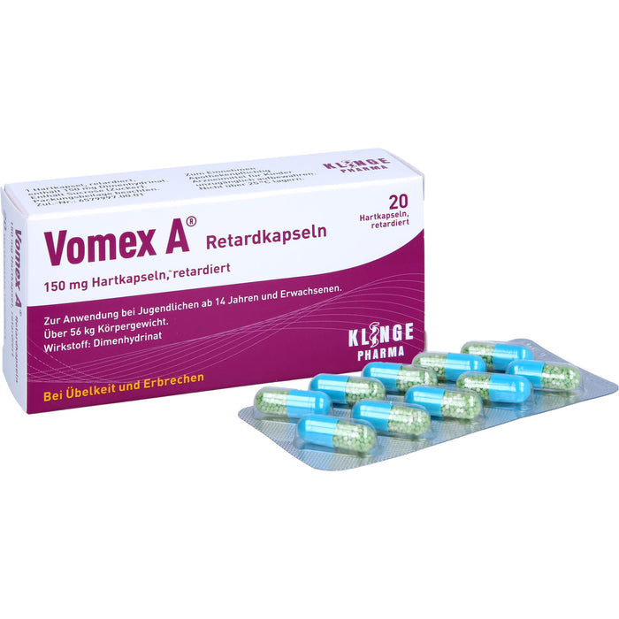 Vomex A 150 mg Retardkapseln 150 mg bei Übelkeit und Erbrechen, 20 pcs. Capsules