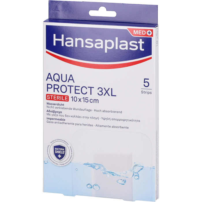 Hansaplast Aqua Protect 10 x 15 cm atmungsaktiver, wasserfester Wundverband polstert die Wunde, ohne zu verkleben, 5 St. Verband