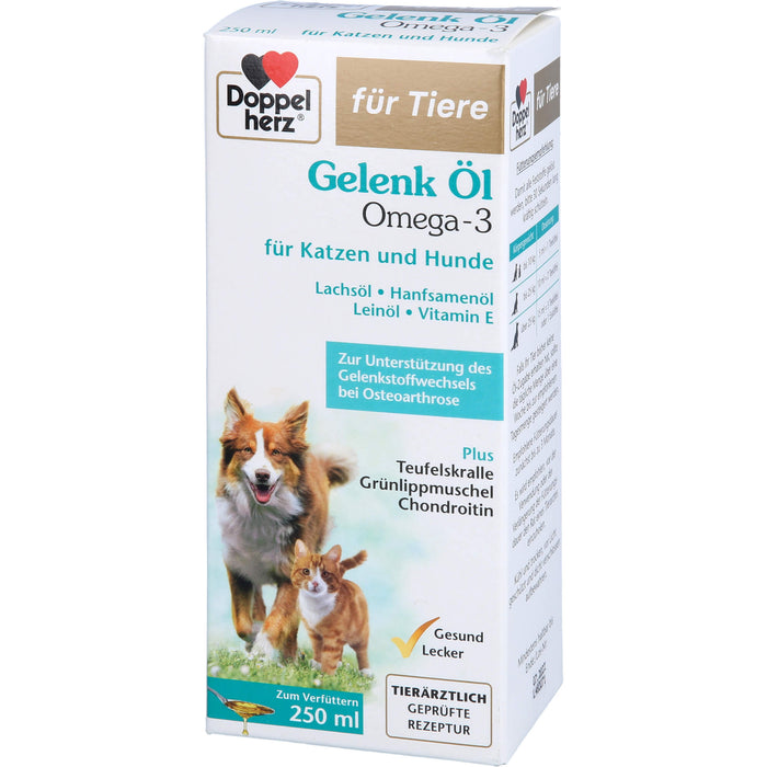 Doppelherz Gelenk Öl Omega 3 Lösung für Katzen + Hunde zur Unterstützung des Gelenkstoffwechsels bei Osteoarthrose, 250 ml Solution