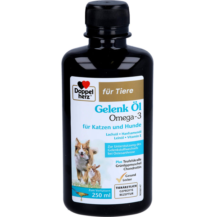 Doppelherz Gelenk Öl Omega 3 Lösung für Katzen + Hunde zur Unterstützung des Gelenkstoffwechsels bei Osteoarthrose, 250 ml Solution