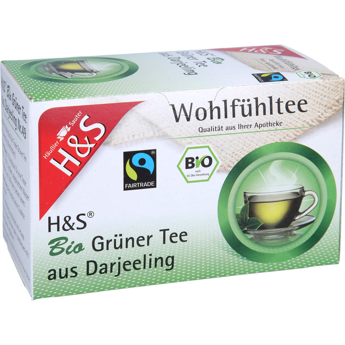 H&S Wohlfühltee Bio Grüner Tee aus Darjeeling, 20 St. Filterbeutel