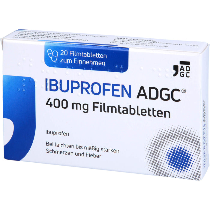 Ibuprofen ADGC 400 mg Filmtabletten bei Schmerzen oder Fieber, 20 St. Tabletten