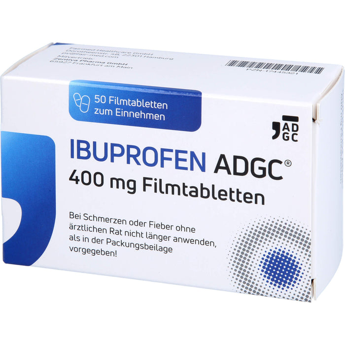 Ibuprofen ADGC 400 mg Filmtabletten bei Schmerzen oder Fieber, 50 pcs. Tablets