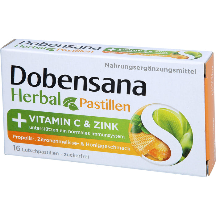 Dobensana Herbal Lutschpastillen mit Honiggeschmack Vitamin C Zink, 16 pcs. Pastilles