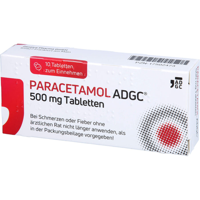 Paracetamol ADGC 500 mg Tabletten bei Schmerzen oder Fieber, 10 pcs. Tablets